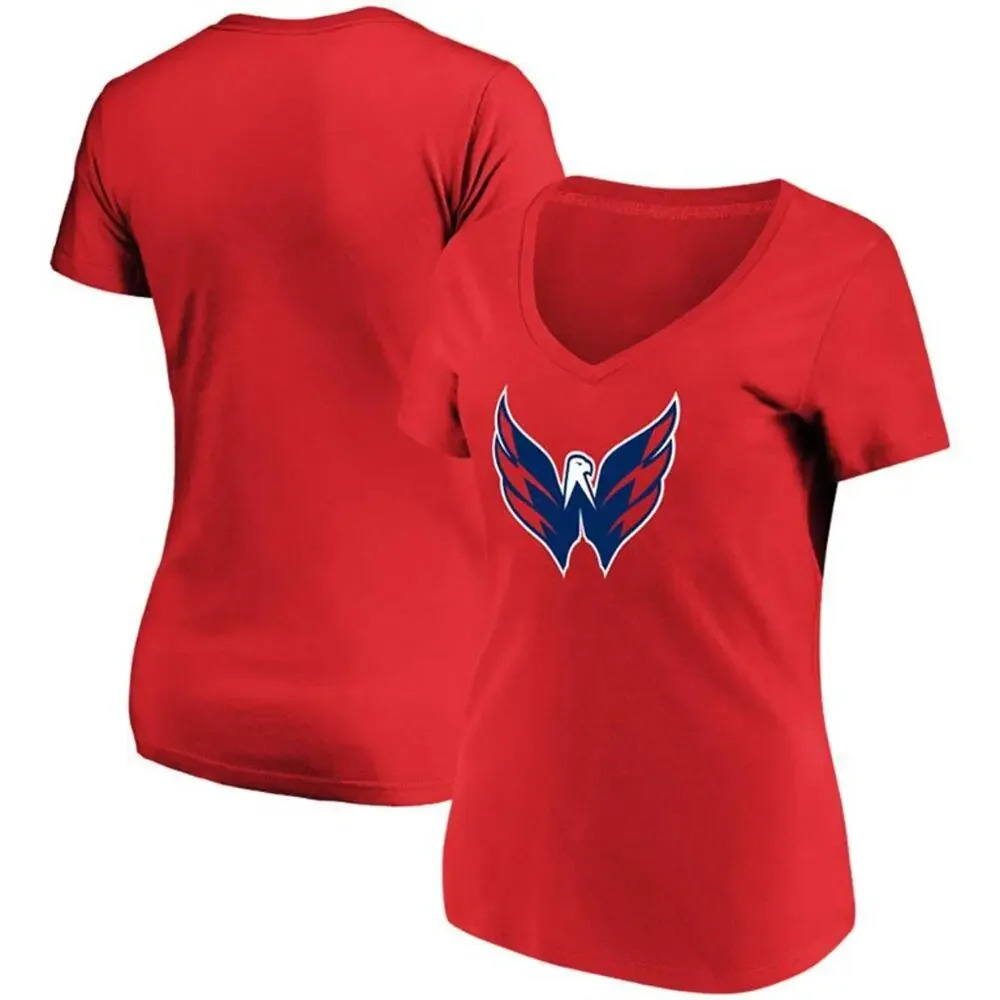 NWT Fanatics Washington Capitals Women's Lace-Up V-Neck‎ T-Shirt Red Size 2XL